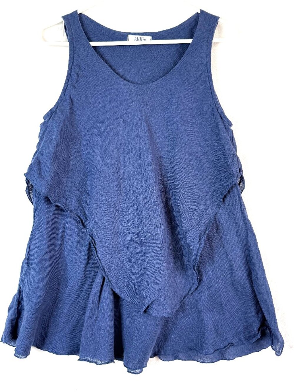 IDILLIO POSITANO Italy Linen Lagenlook Resort Layered Tiered Tank Tunic Blouse L